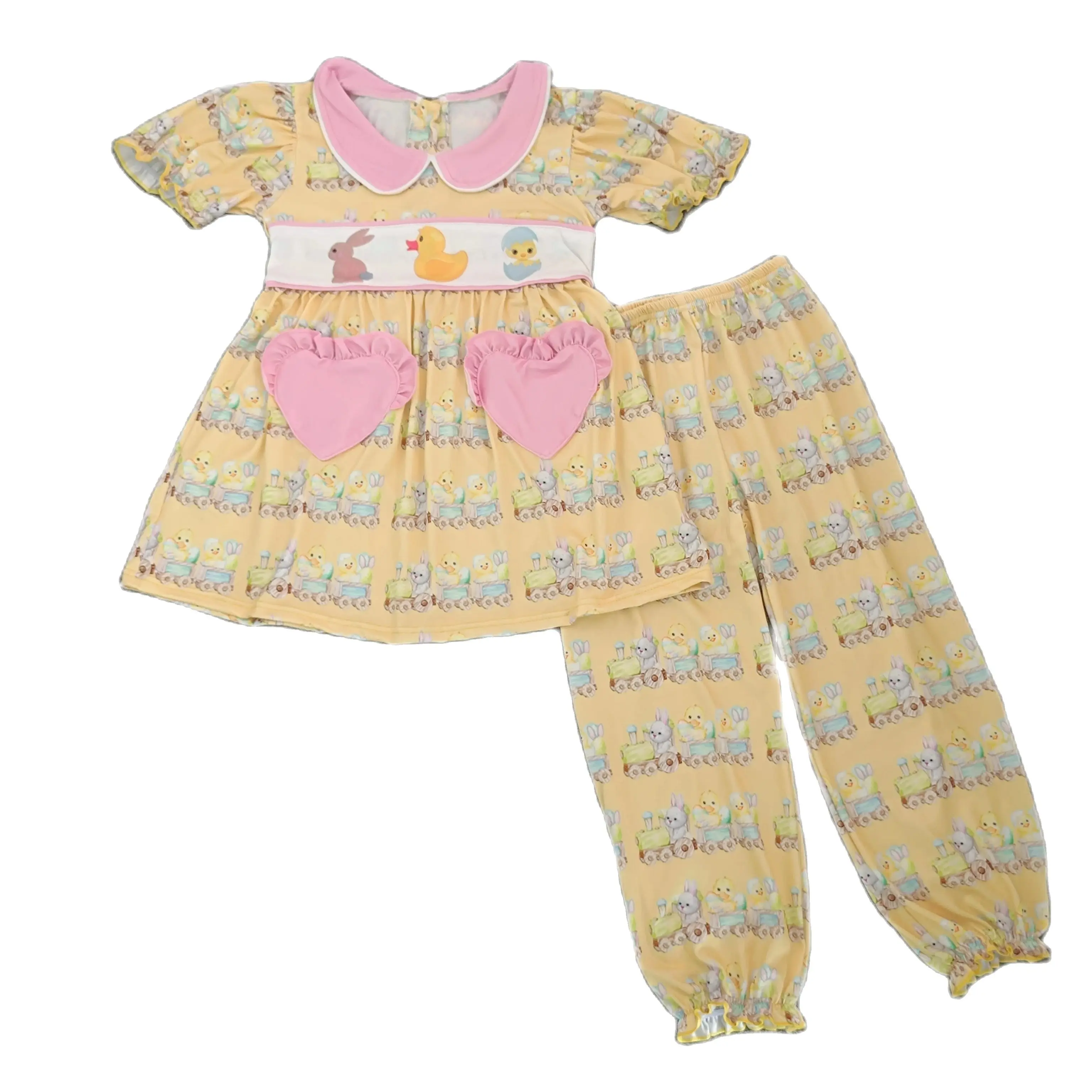 

Осенне-зимняя детская одежда, костюм для девочек, пасхальный желтый молочный Шелковый костюм, Пасхальный костюм кролика