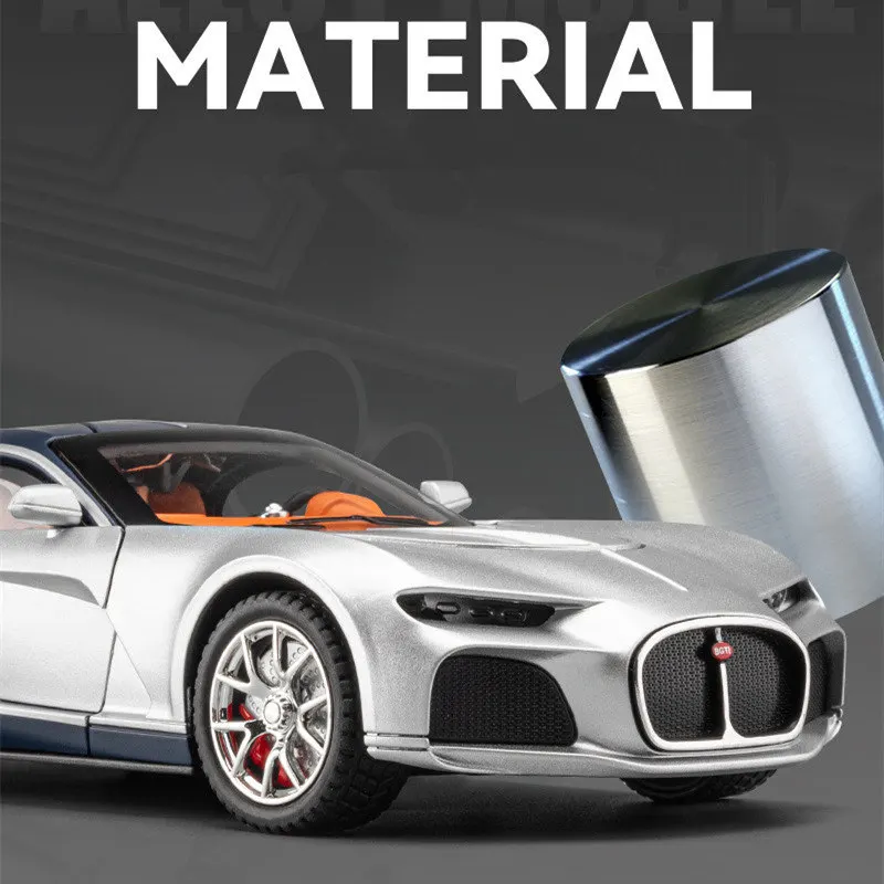 1:24 Bugatti Atlantic Alloy Sports Car Model Diecasts Metal Toy Vehicles Car Model Simulation Sound Light Collection Kids Gifts