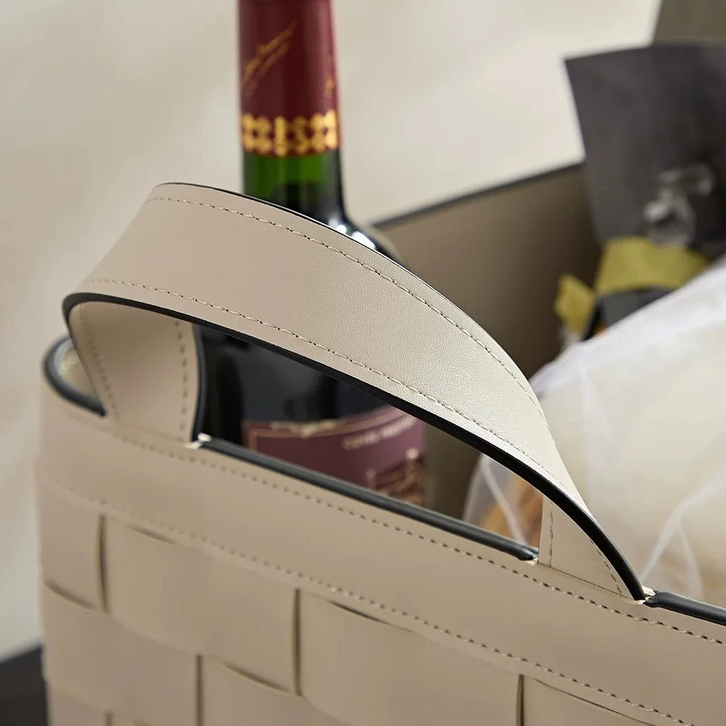 Premium portable storage basket Cloakroom Soft sundries storage basket Household light luxury leather woven basket