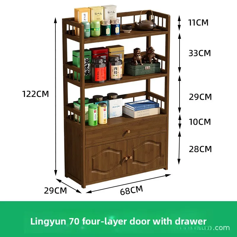 Multi-functional Tea Cabinet Shelf Office Tea Cabinet Solid Wood Living Room Tea Side Cabinet