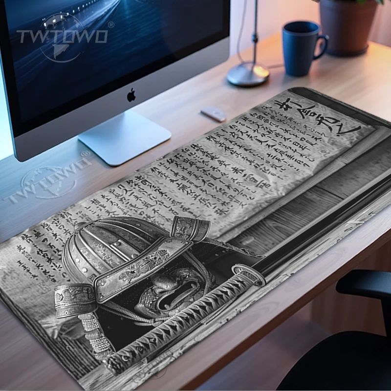 Gray Samurai Mouse Pad Gaming printon demand Computer Large New Mousepad XXL Desk Mats keyboard pad Office Soft Mice Pad