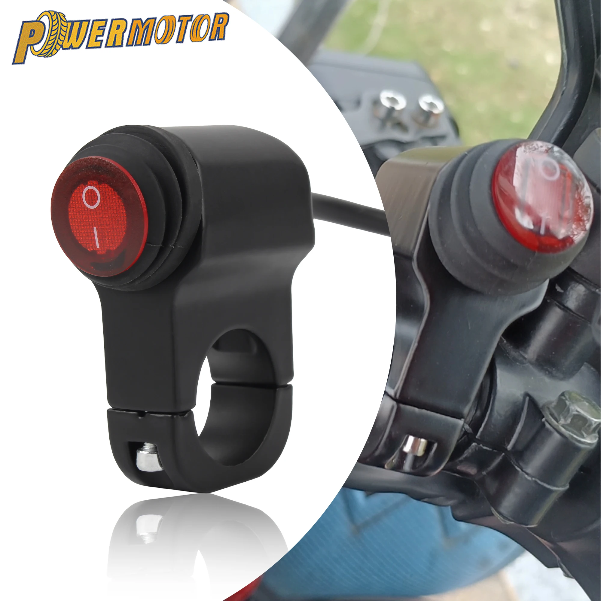 

22mm Motorcycle Handlebar Headlight ON/OFF Switch Accessories 2-Wire Red Light Waterproof Switchs Scooter ATV Moped Universal