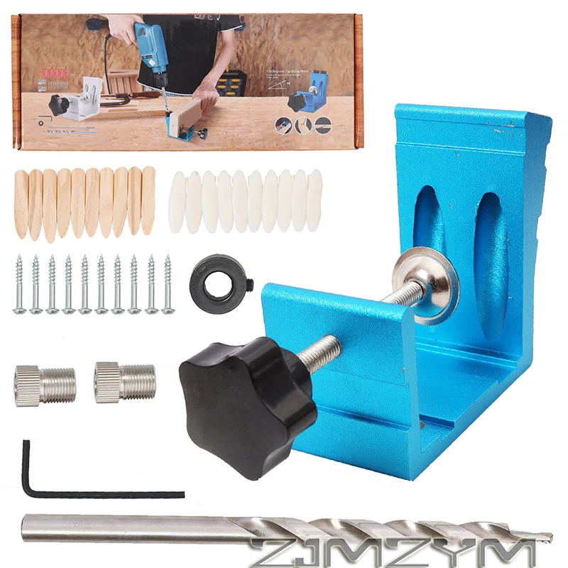 46Pcs/Set Pocket Hole Jig Kit Woodworking Inclined Hole Positioner Wood Guides Joint Angle Carpentry Locator Woodworking Tool