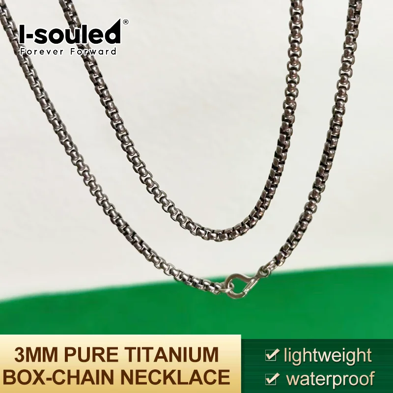 

3mm Titanium Box Chain Necklace Vintage Anti-Tarnish Lightweight Unisex Jewelry