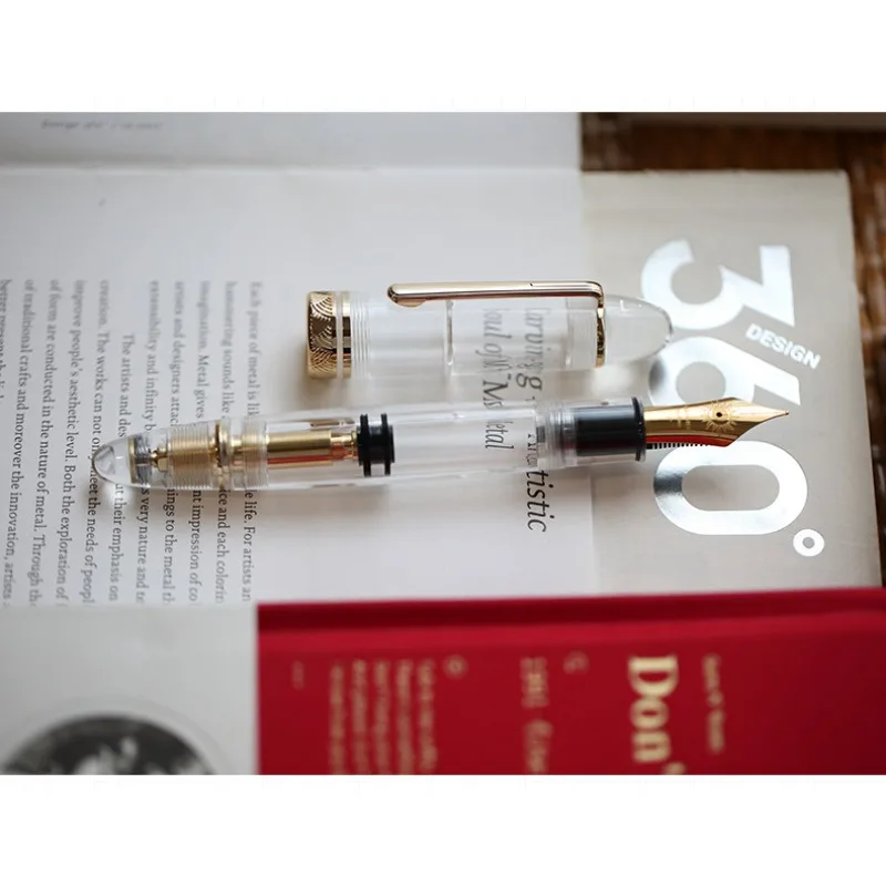 MAJOHN P140 Large Transparent Demonstration Pen No. 8, 40 Pen Tip, Hard Rubber Pen Tongue, Copper Piston Ink Absorption