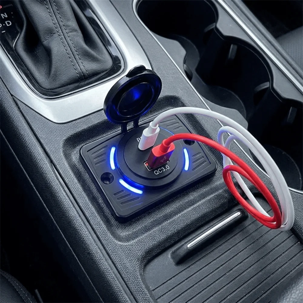 12V 24V Compatible Panel Mount USB Charger Flame Retardant Shell 2-4 Ports USB Charger Socket Shockproof Rubber Gaskets