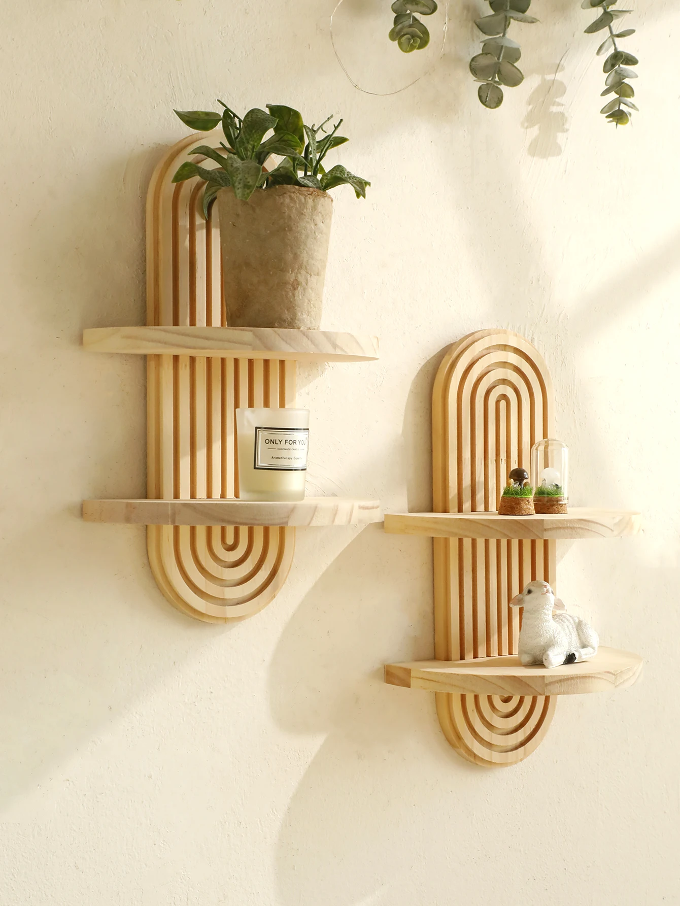 

Wooden Shelves for Wall Decorative Boho Hanging Wall Mount Book Plant Floating Shelf for Living Room Bathroom Bedroom Decor