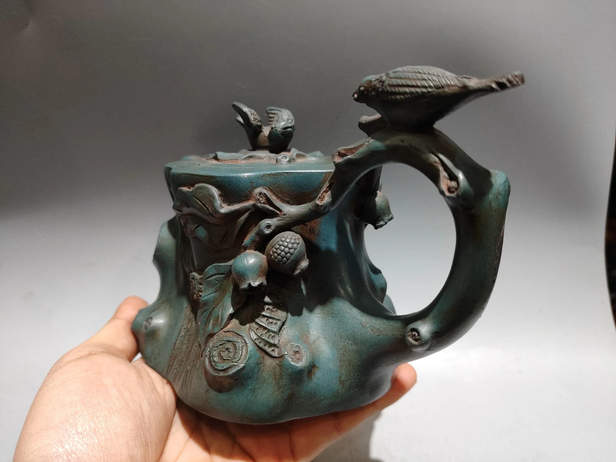 Yingxing redware ceramic tea-pot Raw ore blue sand Magpie Statue plum blossom Tree stump pot be radiant with joy kettle teapot T