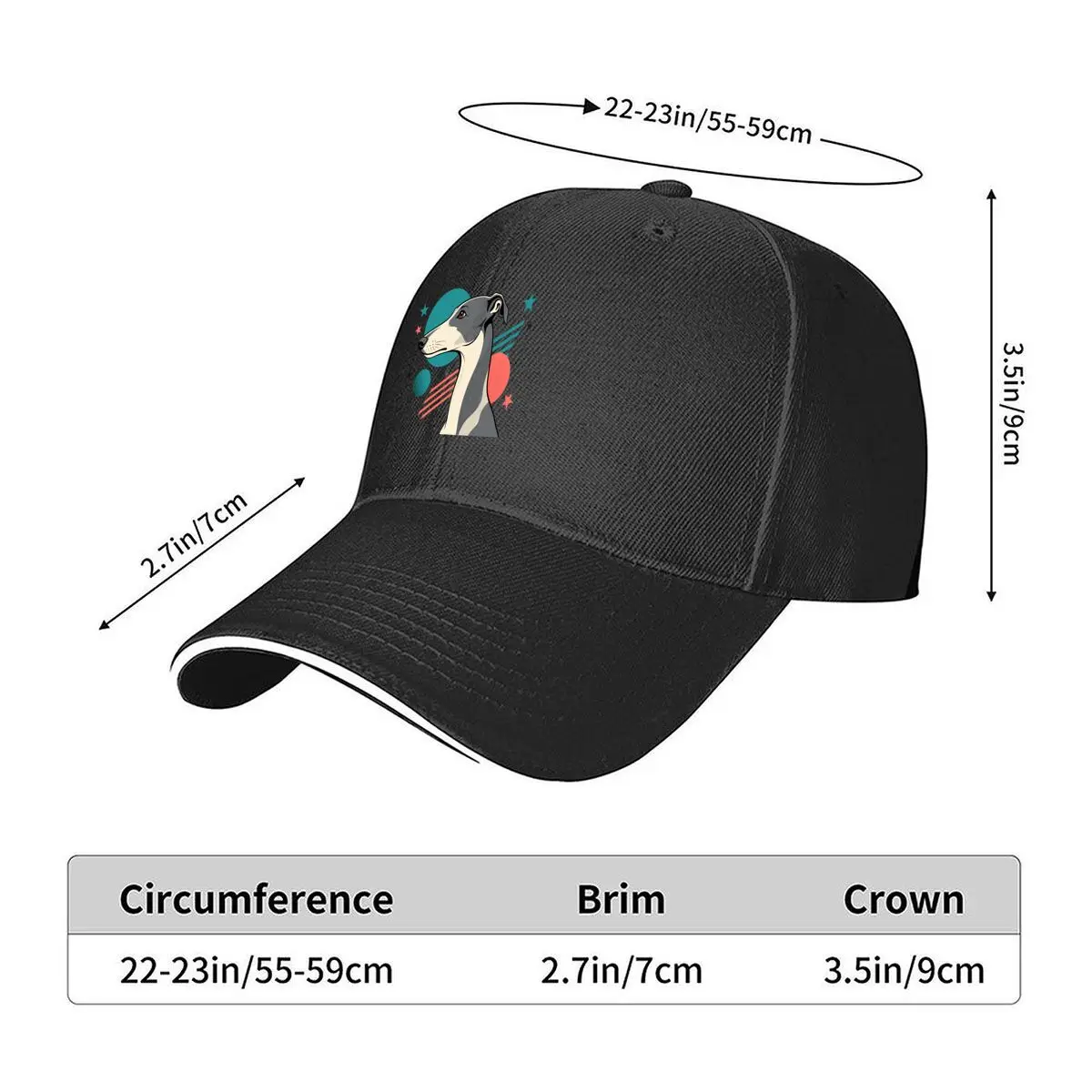 Greyhound Pop Art Portrait Stars Sandwich Baseball Cap Outdoor