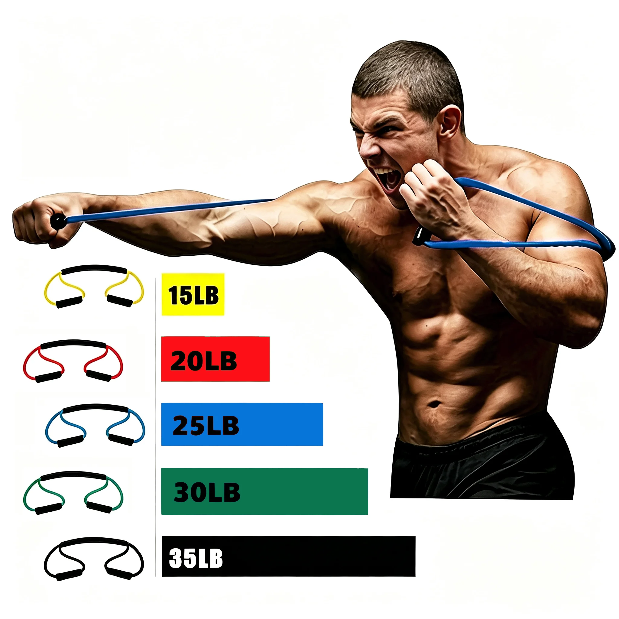 8 Shape Resistance Bands Foam Handle Elastic Pull Rope Portable Fitness Equipment Arm Boxing Training Gym Exercise Stretch Bands