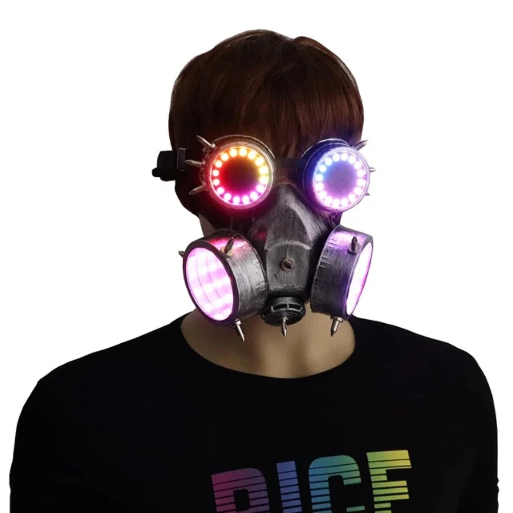 Rechargeable Pixel LED Glasses Mask Steam punk Goggles 366 Modes Tunnel Lights Mask Cosplay Bar Luminous Costume Accessories