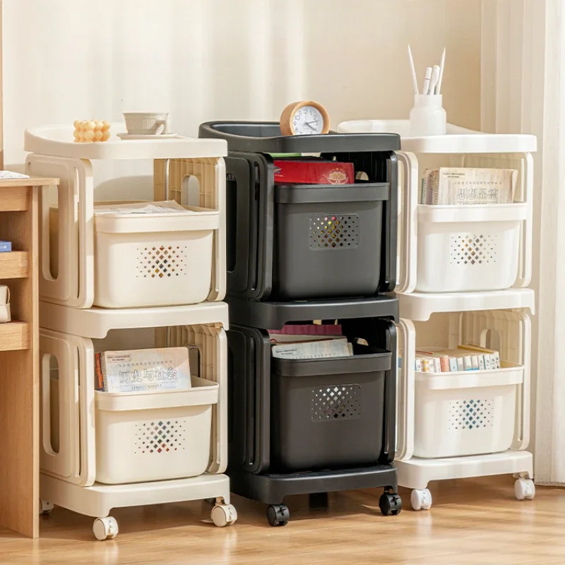 

Simple Children's Books Storage Cabinet Living Room Toys Snacks Storage Cart Kitchen Bar Multi Functional Debris Storage Rack