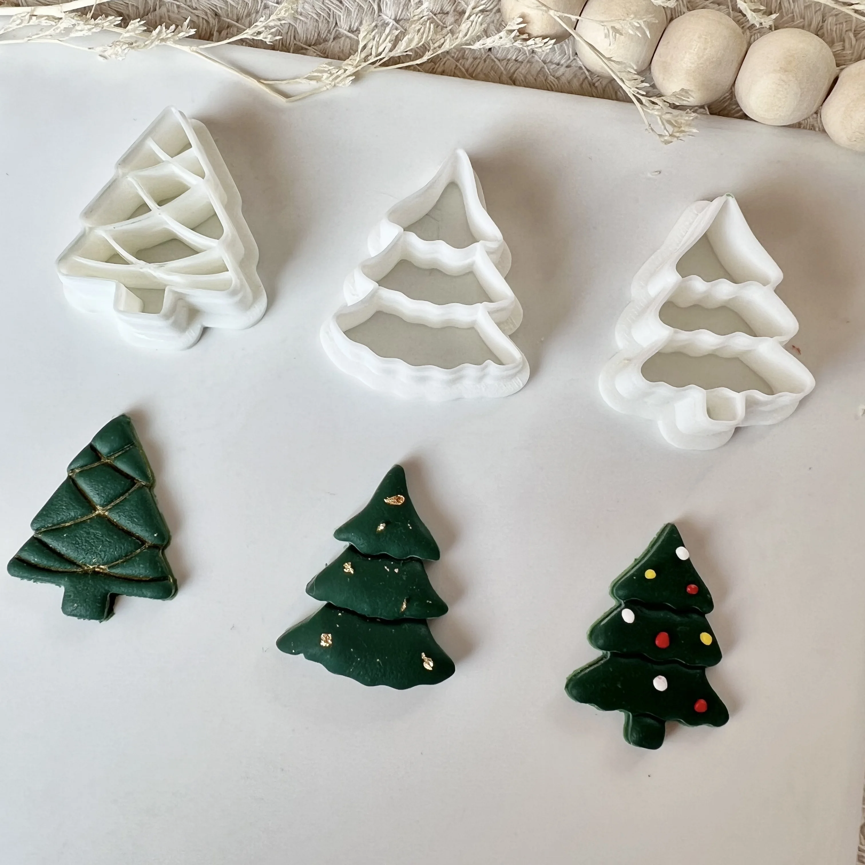 Weihnachtsbaum-Ton-Ausstecher, Winter-Polymer-Ton-Werkzeuge, Ohrring-Ausstecher, Tonformen für die Saison, Urlaub, Weihnachten – Detail 2