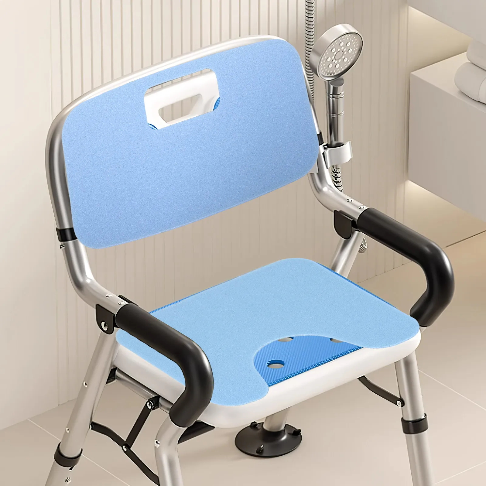 

1Set Nonslip Waterproof Bath Seat Cushion Soft Comfortable Shower Chair Pad Backrest Mat Universal Fit Senior Disabled Bath