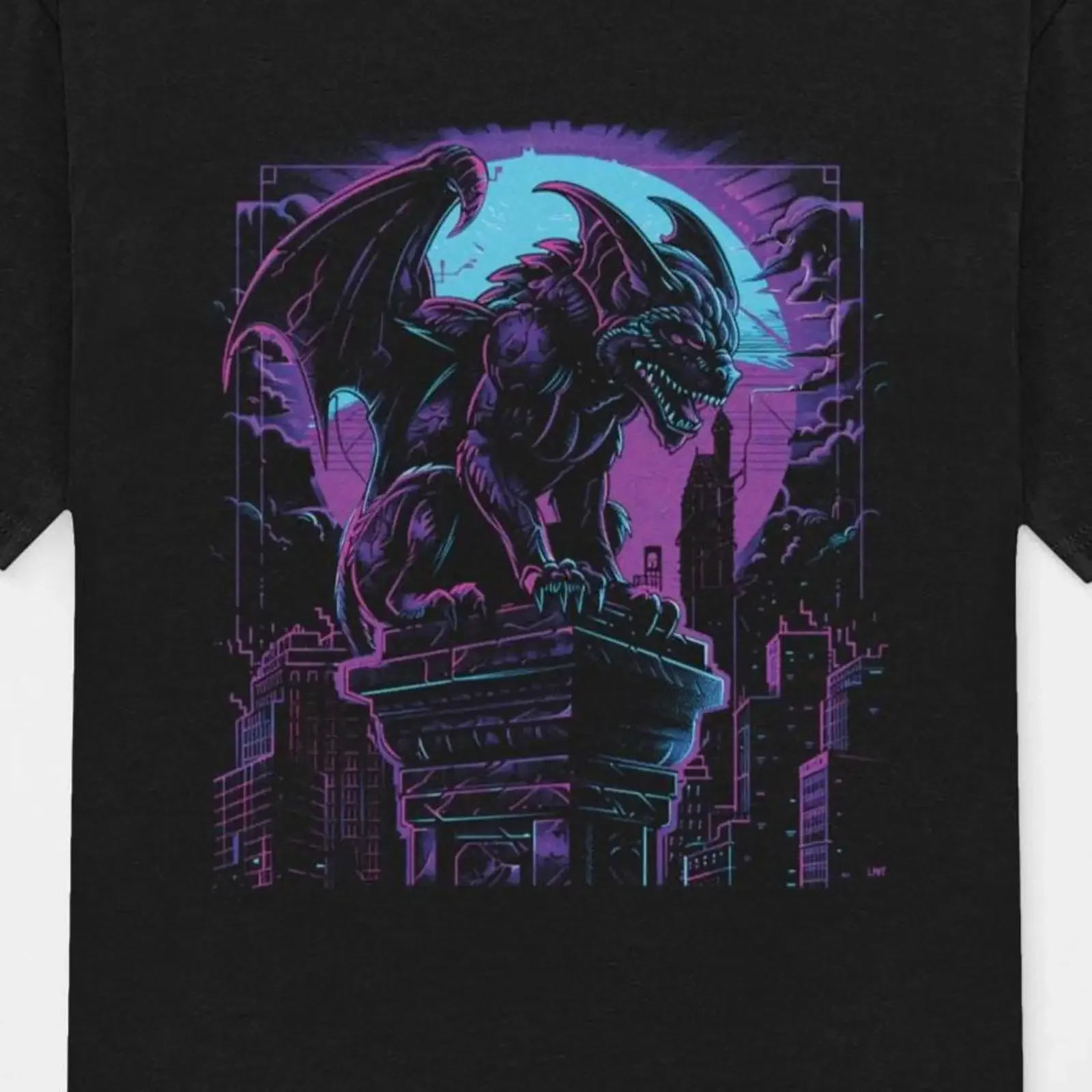 Gothic Gargoyle T Shirt Neon Dark Fantasy Streetwear vintage Washed Top For Everyday Wear Versatile Slightly Soft fashion