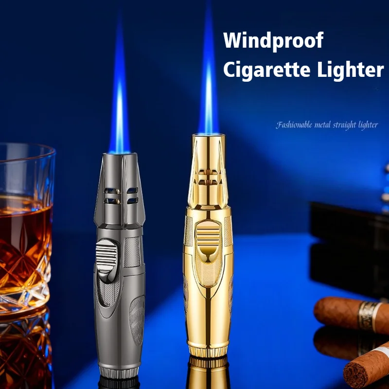

New Welding Guns Metal Cigar igniter Blue Fire Inflatable Windproof Lighter Open Flame Cigarettes Lighters & Smoking Accessories