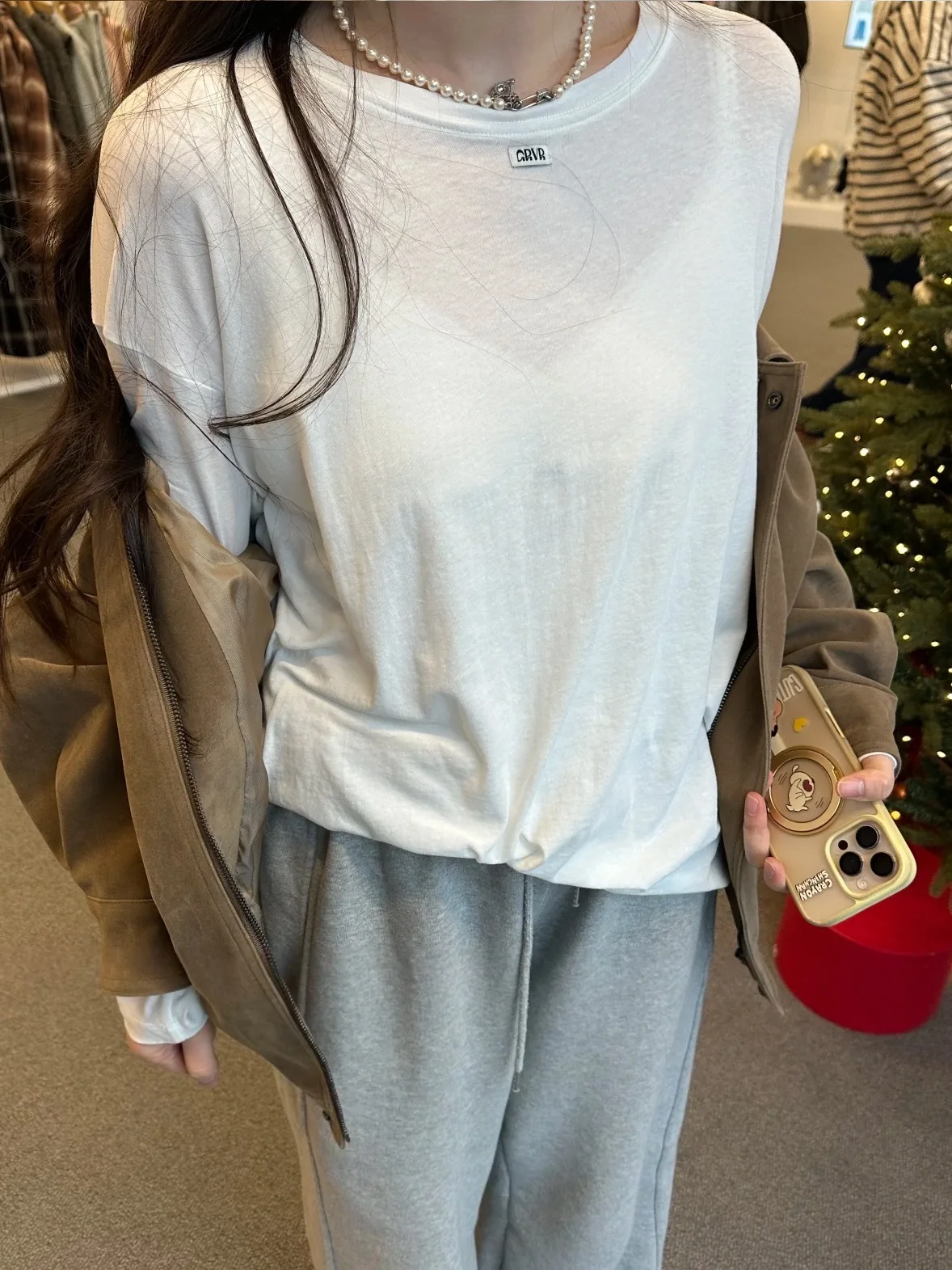 

Женская футболка свободного кроя с логотипом, повседневный стиль, длинный рукав, круглый вырез, хлопок, впитывающая пот, для весеннего сезона