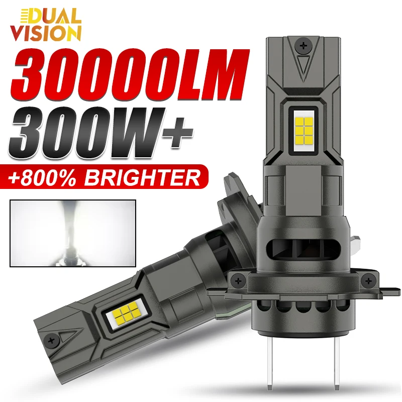 

2Pcs 300W Turbo H7 LED Headlight Bulbs CANBUS Lights 30000LM H7 Led Mini Lamp 12pcs 5570 CSP Wireless Car LED with Fan 12V 6500K