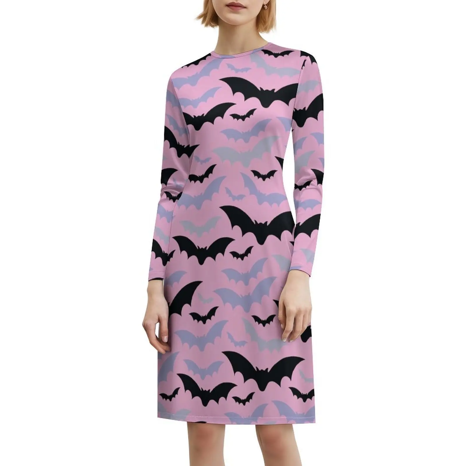 فستان بوهيمي بدون أكمام للنساء مطبوع فساتين حفلات الشاطئ فساتين حفلات الباستيل القوطي الخفافيش القوطي البديل الباستيل الوردي الملابس النسائية