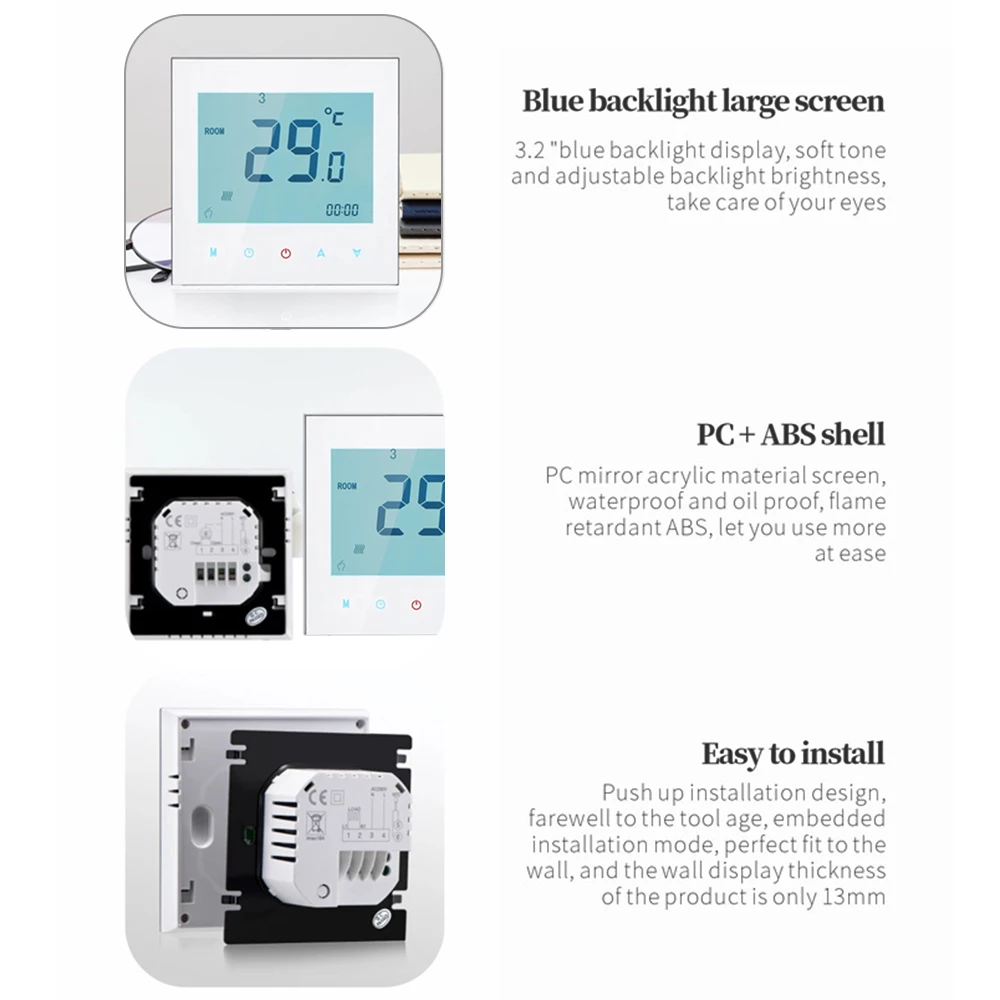 5a 110-230v wöchentlich programmier bares LCD-Display Touchscreen Warmwasser bereiter Thermostat Raum temperatur regler