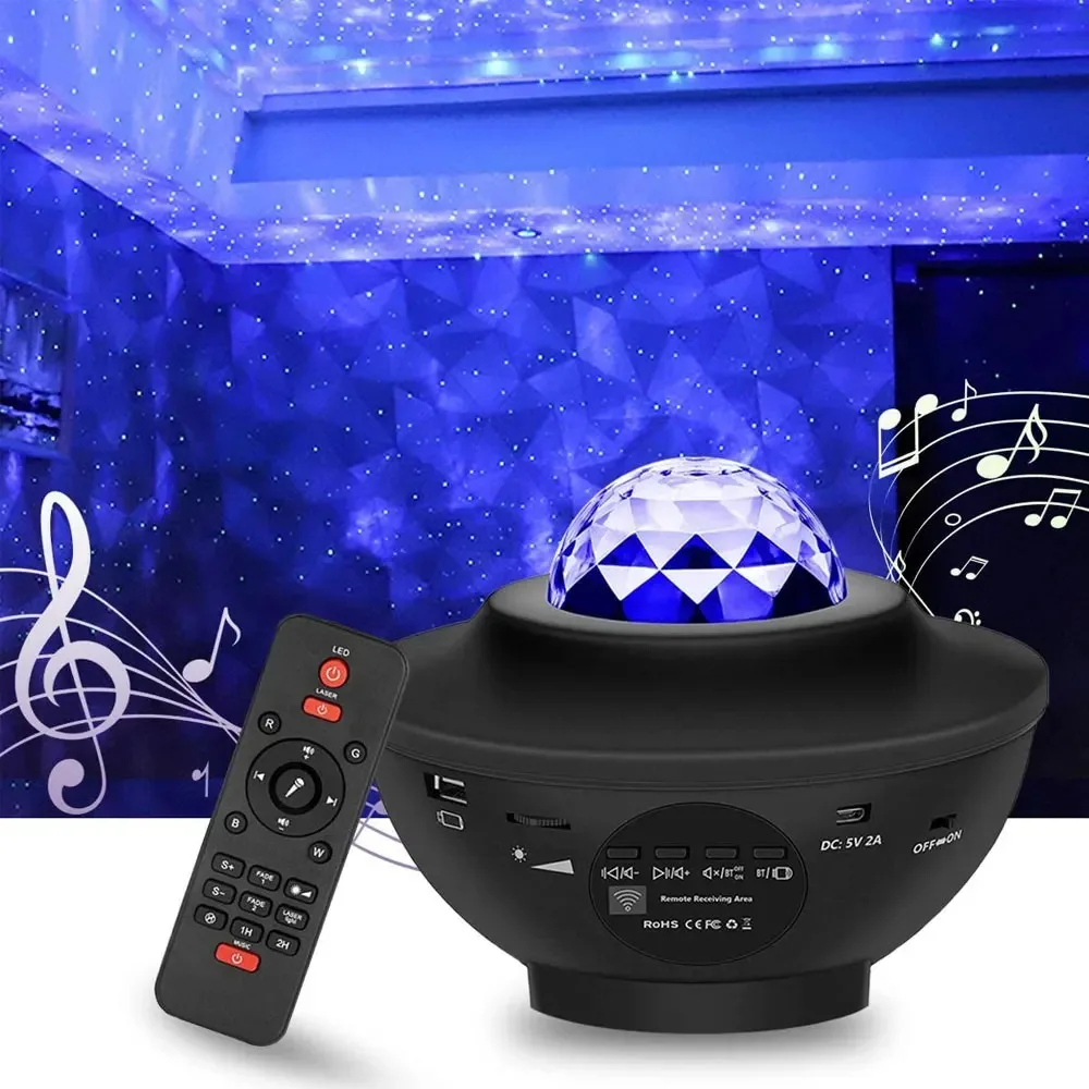 Romantic Starry Sky Projector Light Remote Control RGB Wave LED Star Night Nebula Cloud  Music Speaker Galaxy Lamp