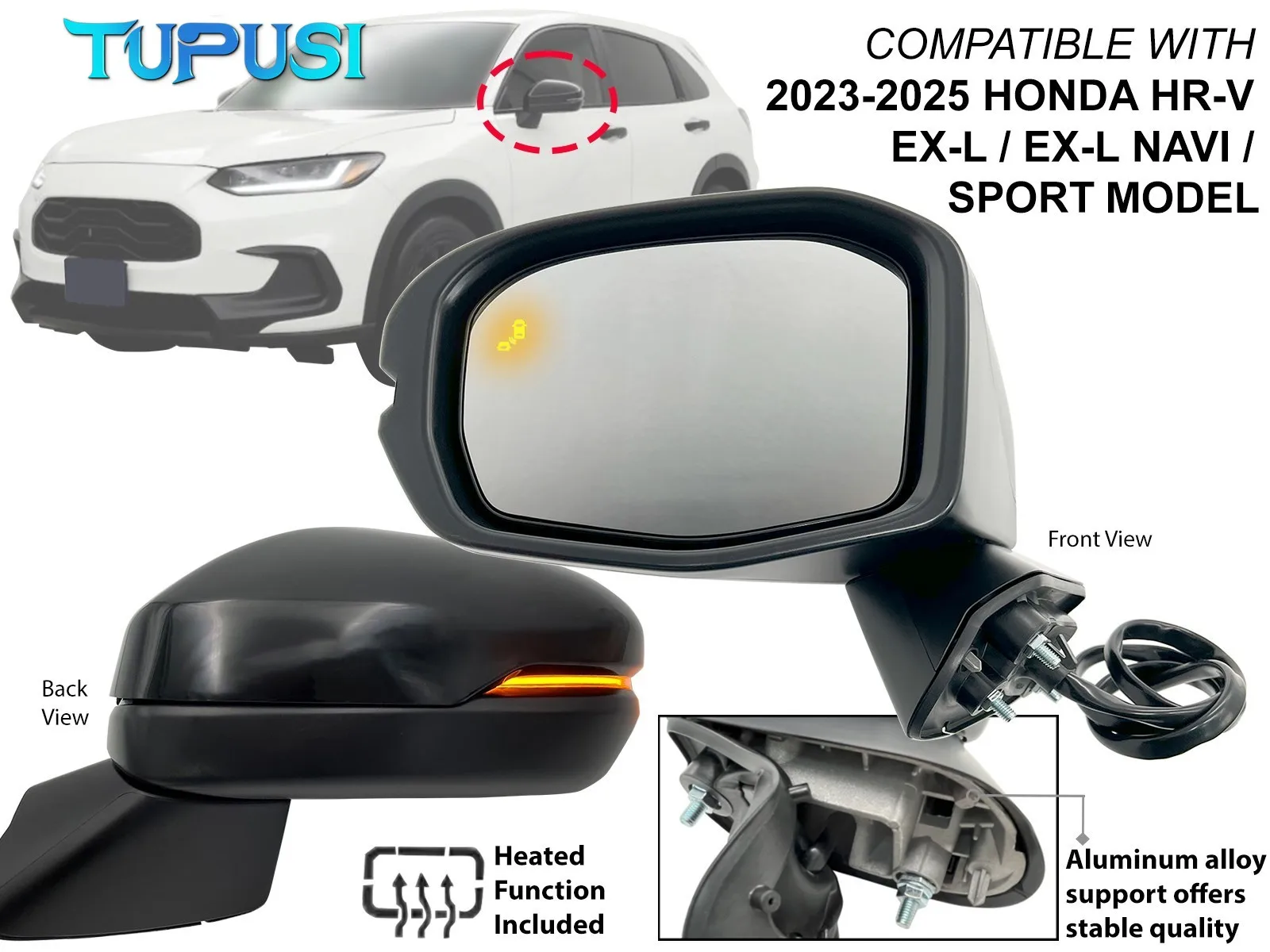 

rearview mirror assembly Side Mirror for 2023-2025 HONDA HR-V with BSD Signal Light Heated Driver Side