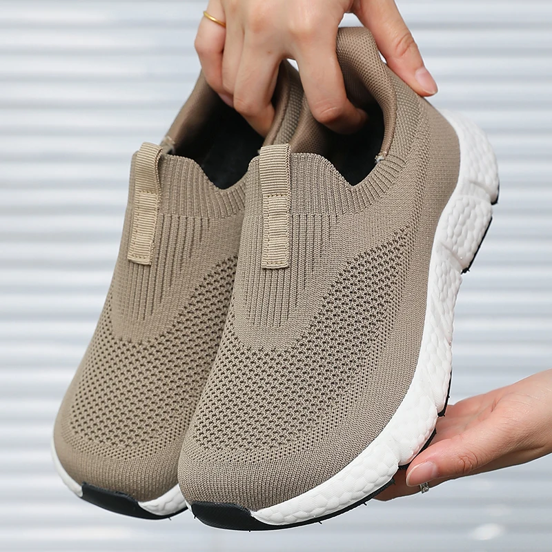 Unisex Strick-Slipper zum Reinschlüpfen, rutschfeste Freizeitsneaker, leichte Pendler-Loafer, verschleißfeste Outdoor-Laufschuhe – Detail 3