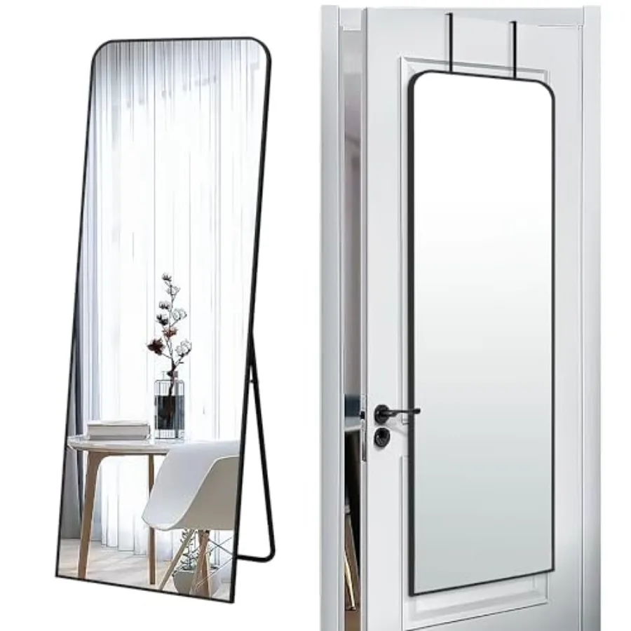 

57x20 Door Hanging Full Length Mirror, Floor Height 5.7ft just Body in 1.3ft or Wall Mounted Metal Frame Rectangle Dressing Mir