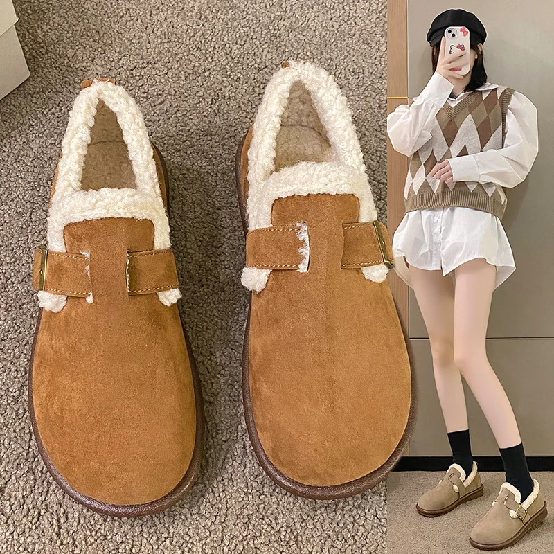 Shoes Woman Flats Soft Casual Female Sneakers Autumn Round Toe Clogs Platform Loafers With Fur Dress Fall New Creepers Slip-on M