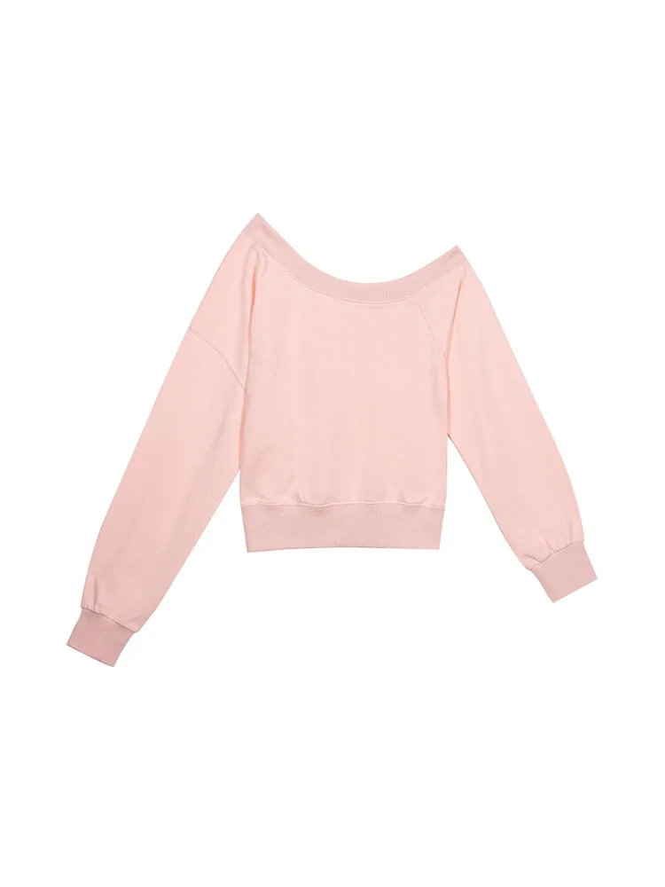 Felpa ampia lunga Sve oulder Bared Summer Spring Tea Lazy Feel Design Casual Street Sle Top vestibilità comoda