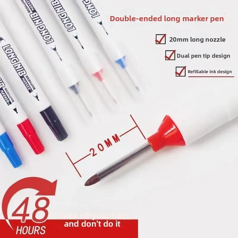 20mm Multi-Purpose Long Head Deep Marker Pen Woodworking Decoration Permanent Doule-Tip Marker Waterproof Metal Perforating Pen