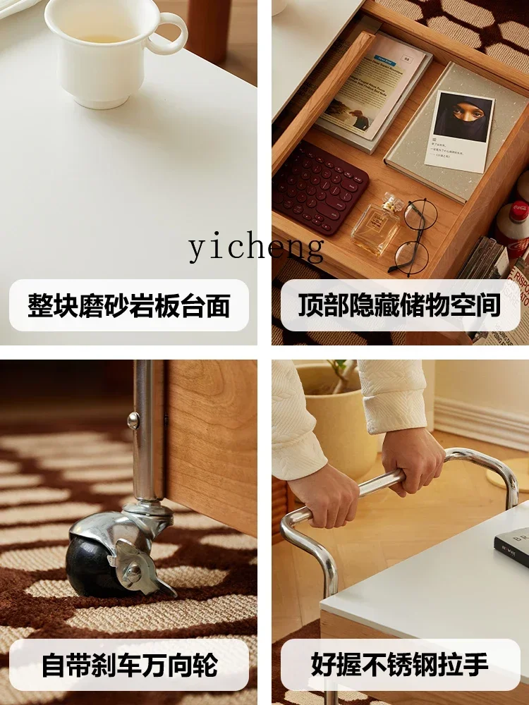 b11- coffee table solid wood small table surrounding stove tea mobile tea cabinet rock slab tea table