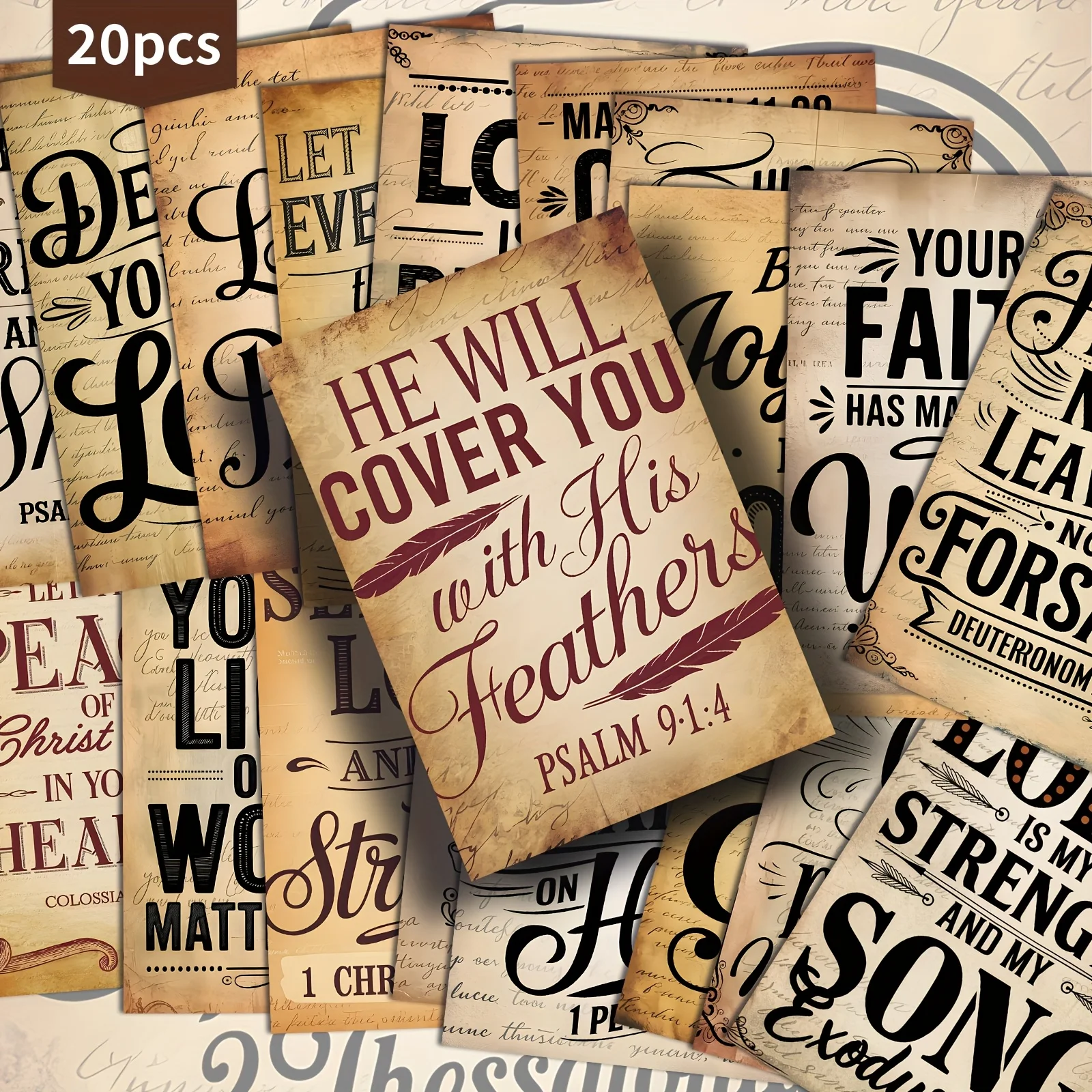 20PCS Christian Scripture Postcards, Unique Bible Quotes, Suitable for Scrapbooks, Prayer Cards, and Faith Handicrafts