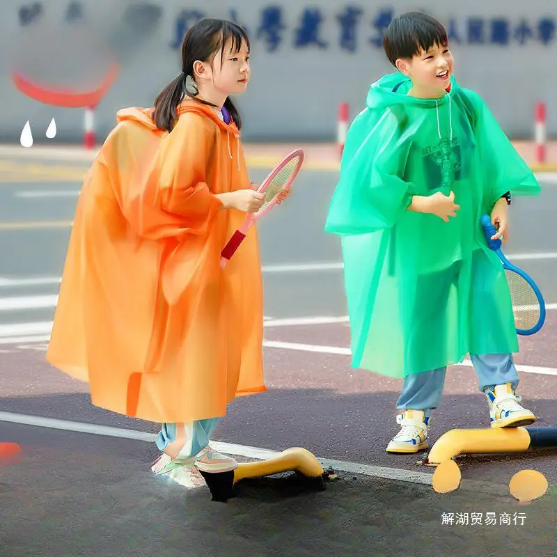 Children's Disposable Raincoat Travel Full Body Portable Student Girl Boy Primary School Student Thickened Poncho Can Be Backpac