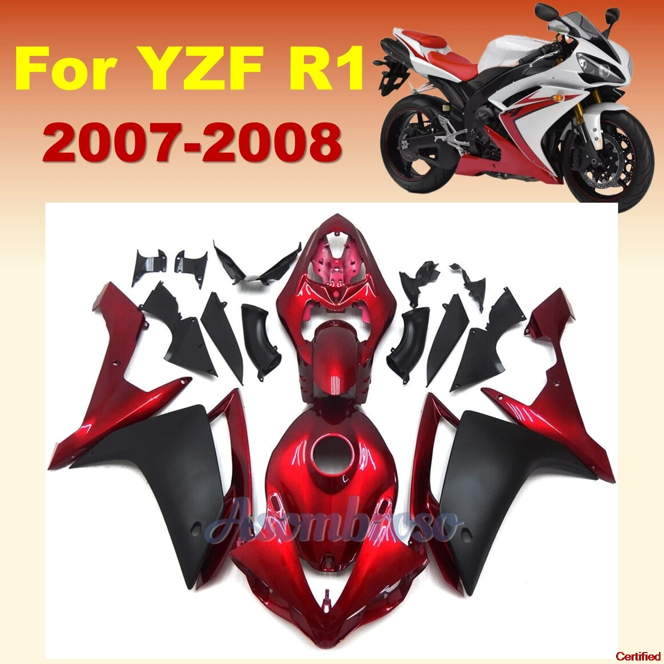 

Motorcycle parts complete Fairing kits for Yamaha YZF R1 2007 2008 ABS Plastic YZF-R1 07 08 Bodywork Cowling +Tank Cover