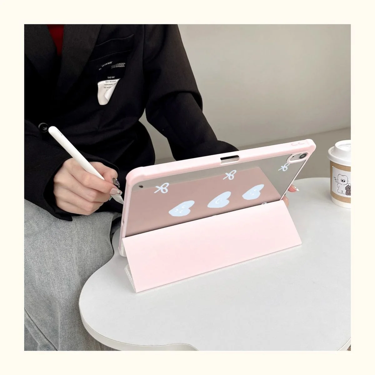 Ins Stripe Love Mirror New Tablet Case For iPad Pro 11 12.9in 13 M4 9.7 10.2 5/6th 7/8/9 10 11th MINI 6 7 Air 5 6 7 Trifold Case