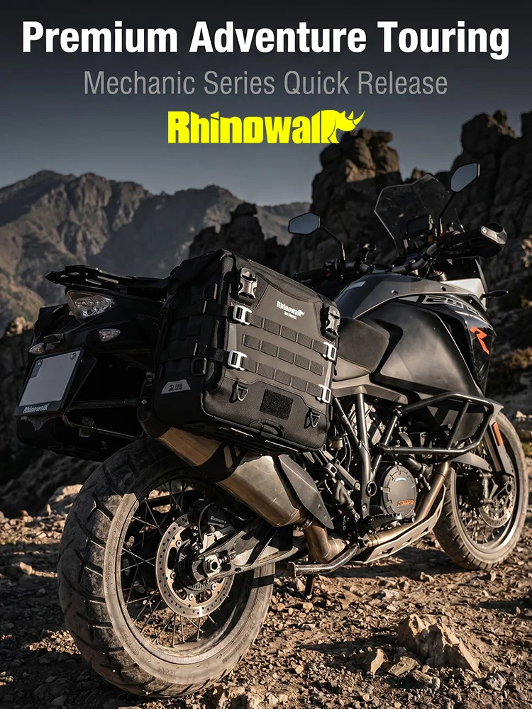 Rhinowalk ADV Motorcycle Side Bag Waterproof 20L/35L Expandable Quick Release Anti-Theft Saddlebag for BMW KTM Honda