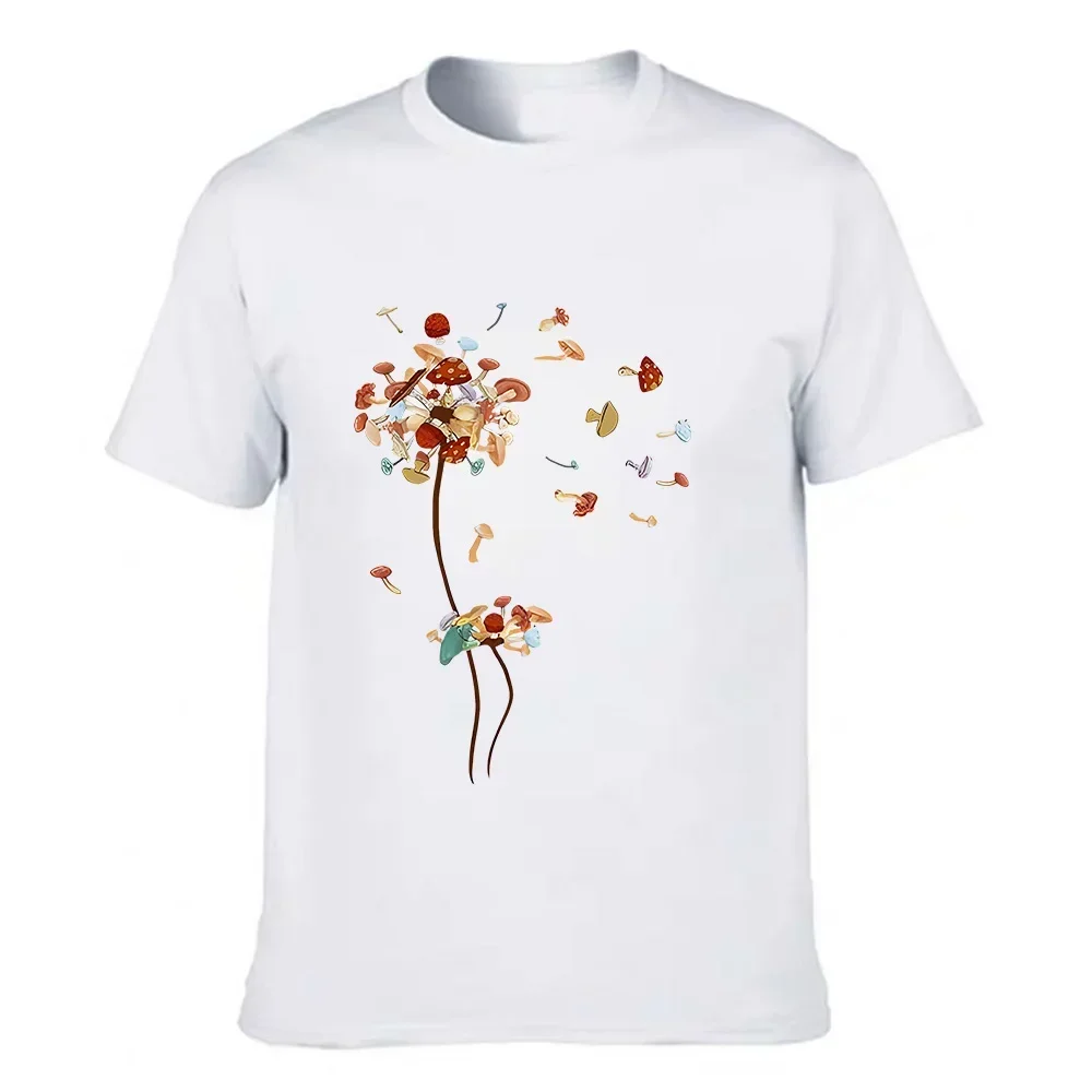 100% Cotton Dandelion Mushroom T Shirts for Men/Women Clothing Summer Casual Harajuku Tops Female Graphic Printing T-Shirts