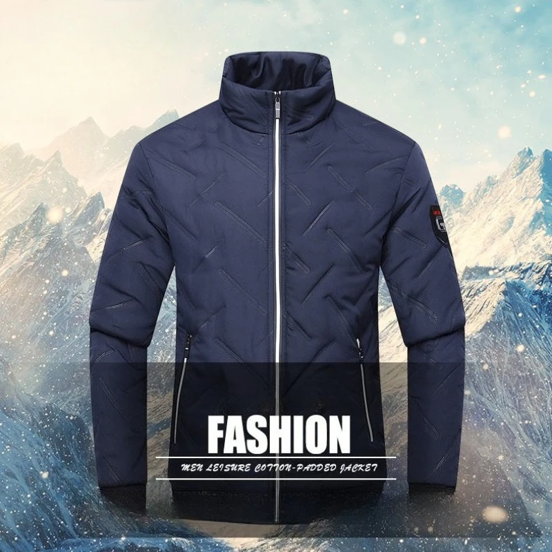 

Men's Jacket Autumn Winter Coats Men Casual Solid Color Stand Collar Lightweight Parkas Zipper Men Parka Comfort Warm Men Jacket
