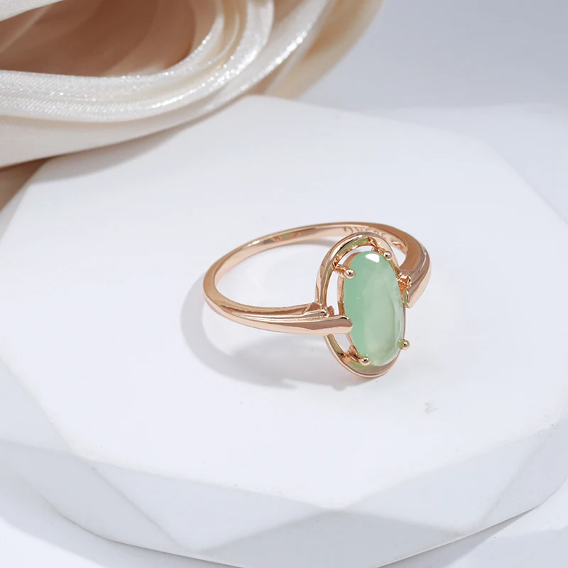 SYOUJYO Emerald Natural Zircon Rings For Women 585 Rose Gold Color Bride Wedding Fine Jewelry Luxury Daily Big Green Stone Rings