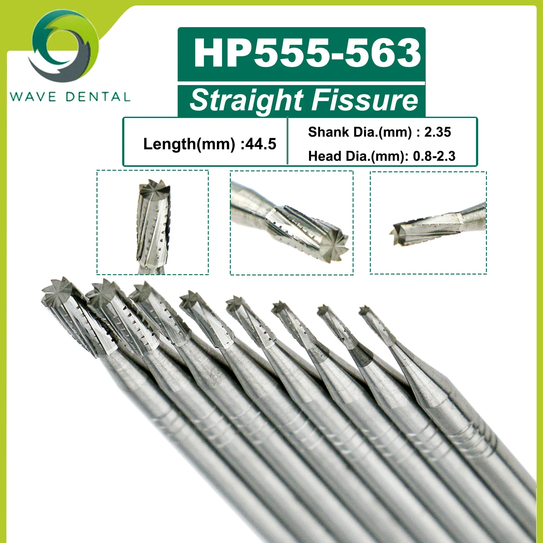 WAVE Dental Tungsten Carbide Burs Dentistry Drills Dental Bur HP Dia 2.35mm For Straight Nose Cone Low Speed Handpiece 5Pcs/Pack