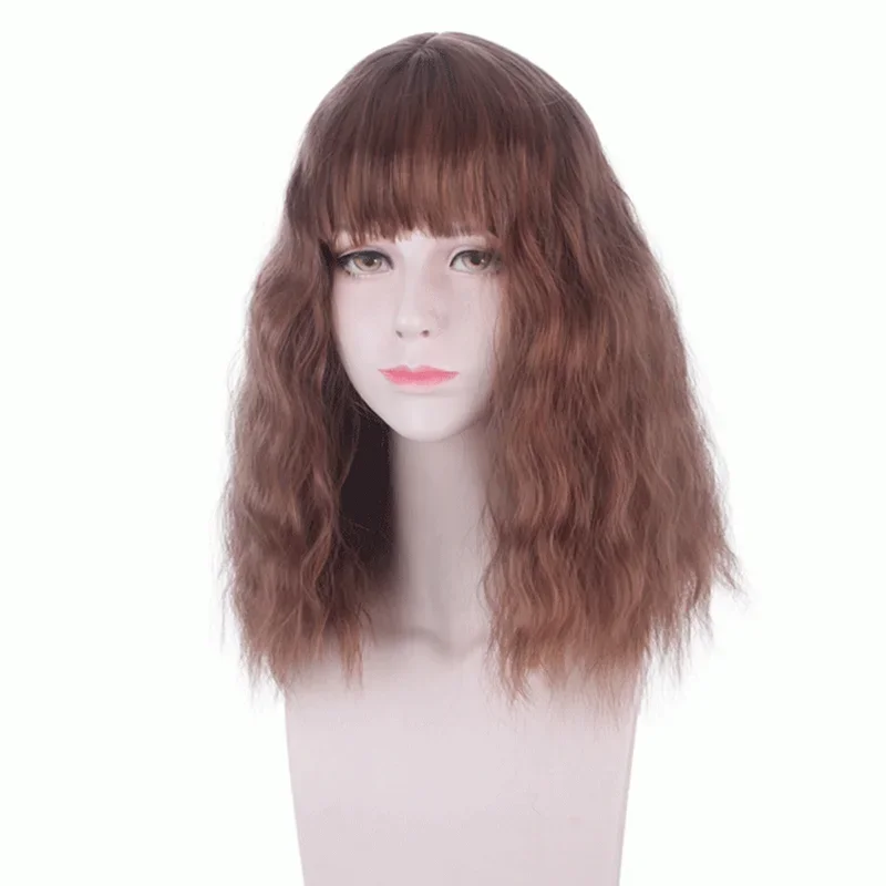 Game Movie Hermione Granger Brown Curly Anime Cosplay parrucca con frangia capelli sintetici ragazze donne parrucche per feste di Halloween