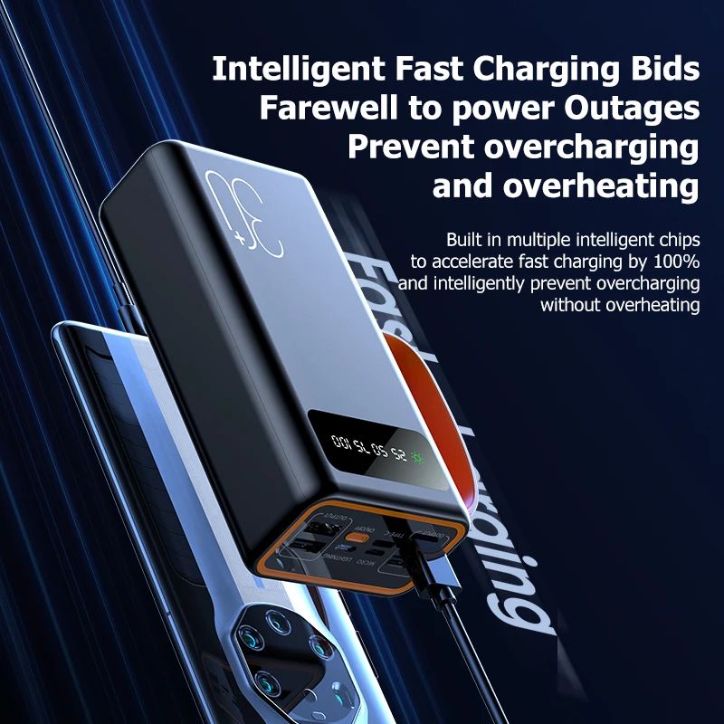 Xiaomi – batterie solaire 200000mAh, grande capacité, câbles intégrés, Portable, Camping en plein air, diffusion en direct, batterie externe générale