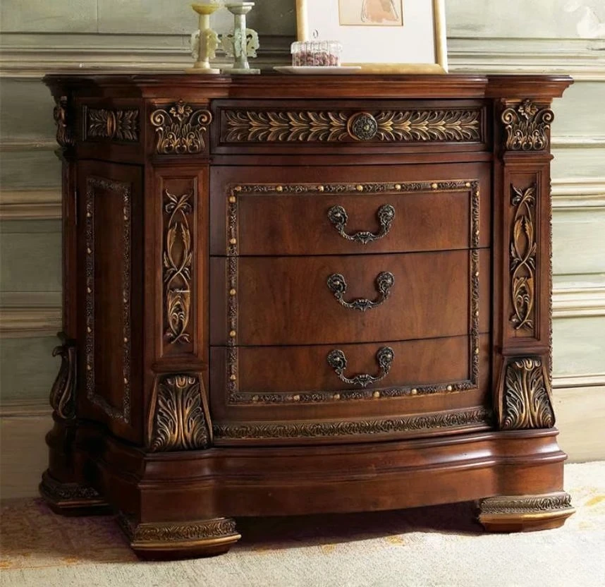 

European new, classical solid wood, bedside table oak, ancient