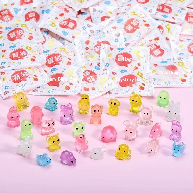 

50pcs Mini Resin Animal Blind Bags That Glow In The Dark Creative Home Decoration Office Desktop Ornaments Animal Blind Box Gift