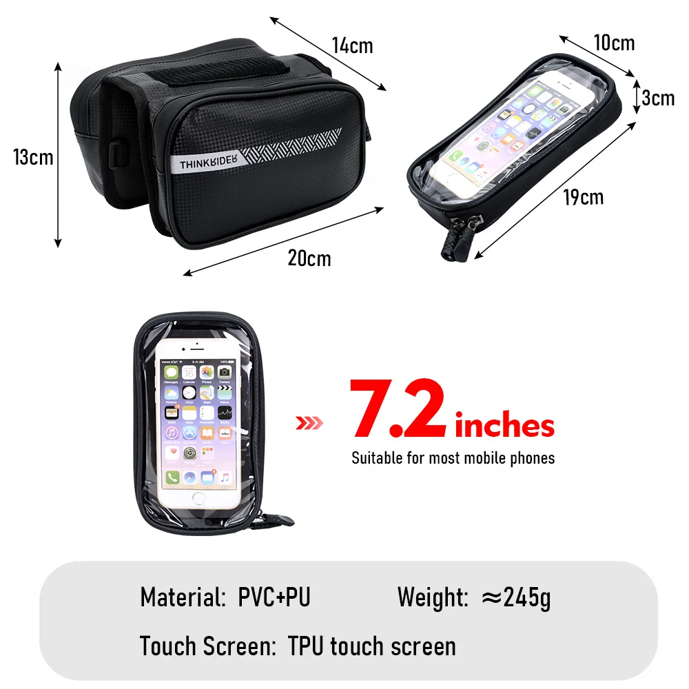 ThinkRider Bicycle Bag Rainproof Touch Screen Phone Top Tube Bag MTB Road Bike Frame Front Saddle Bag & Pannier Bike Accessories