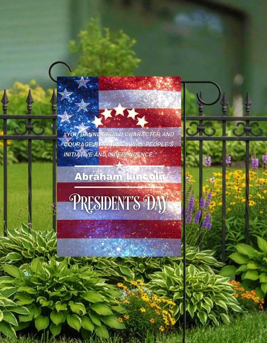 ShineSnow Presidents Day Abraham Lincoln Inspirational Quote Garden Yard Flag 12