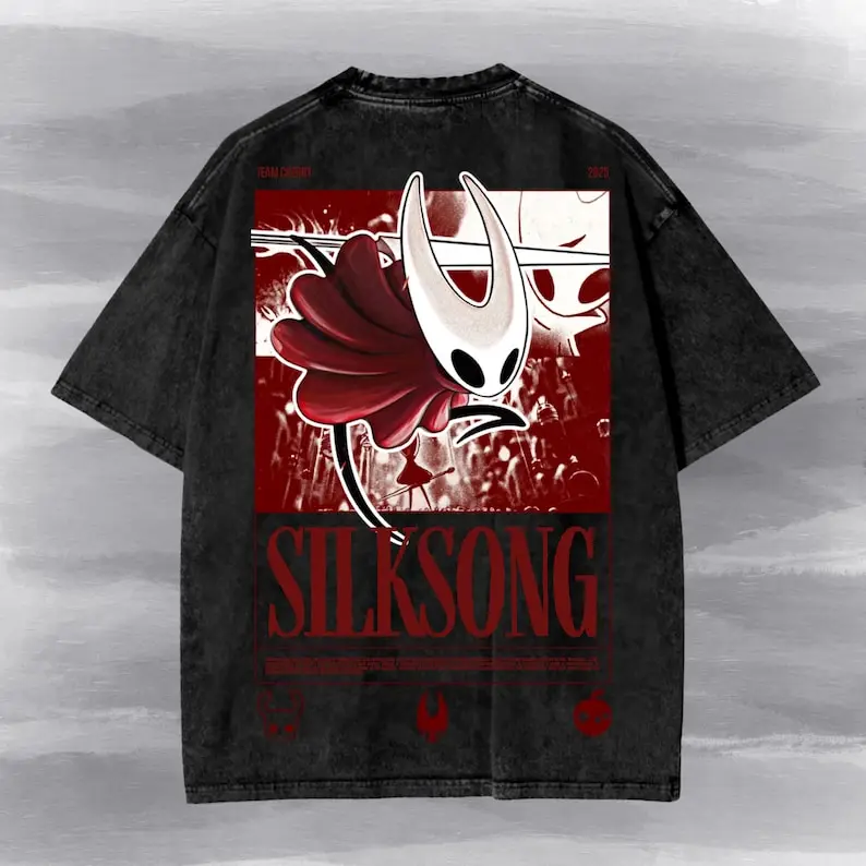 Hollow Knight Washed T-shirt New Model personality Clothes Oversized Unisex high quality Vintage Loose Trendy Cotton Couples tee