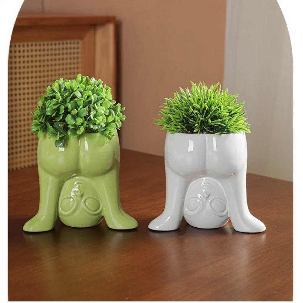 Creative Inverted Humanoid Ceramic Flowerpots Abstract Alien Ceramic Flowerpots Succulent Cactus Flowerpots Plant Containers