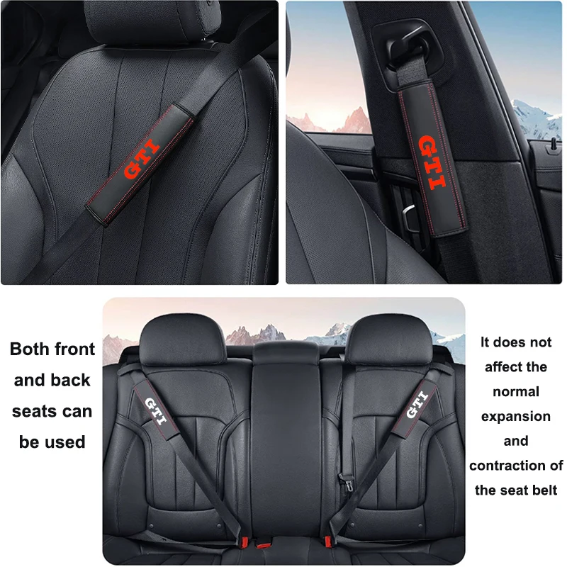 Car seat belt Nappa leather Shoulder Protector Safety Belt 2pcs For Volkswagen VW GTI Golf 5 6,MK3 MK4 PoloPassat Tiguan Passat